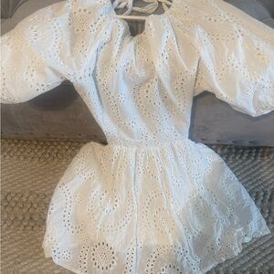 Boohoo White Eyelet Mini Dress